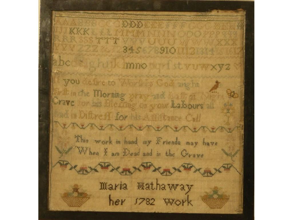 Appraisal: A George III sampler by Maria Hathaway dated worked in