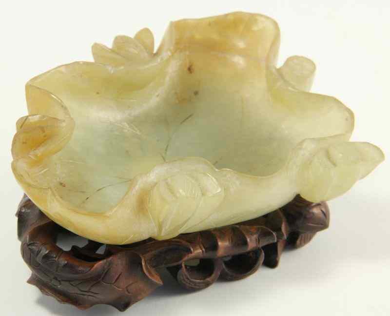 Appraisal: Chinese Jade Brush Washercarved in the form of a lotus