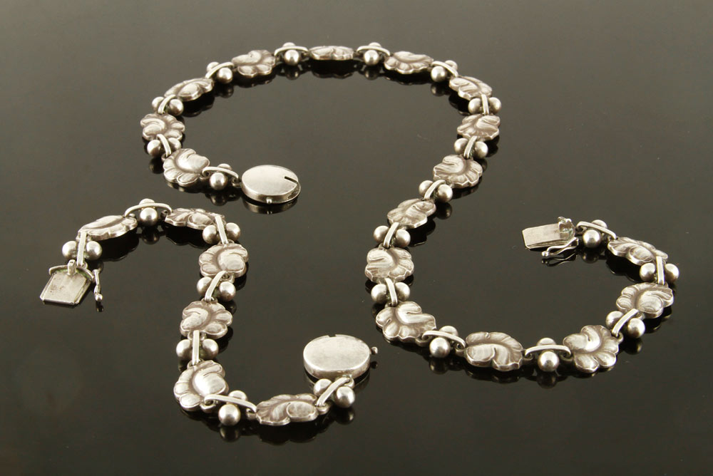 Appraisal: - Jensen Necklace and Bracelet Georg Jensen sterling necklace and