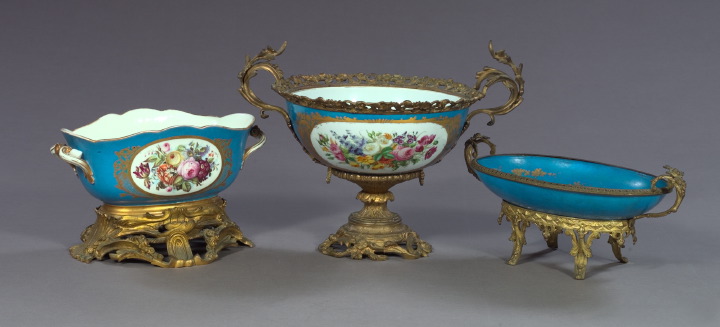 Appraisal: Group of Two Sevres -Style Bowls consisting of a gilt-brass-mounted