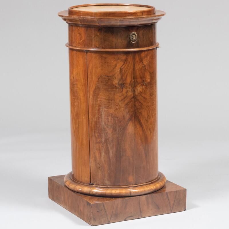 Appraisal: Biedermeier Black Walnut Pedestal Cabinet x x in Condition In