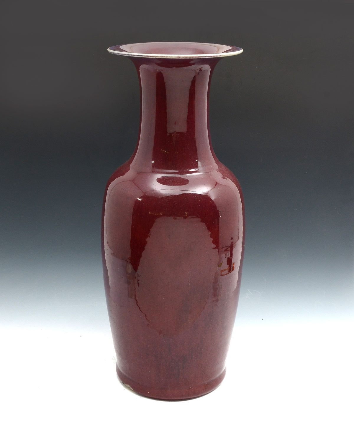 Appraisal: CHINESE OX BLOOD FLOOR VASE Chinese ox blood drip glazed