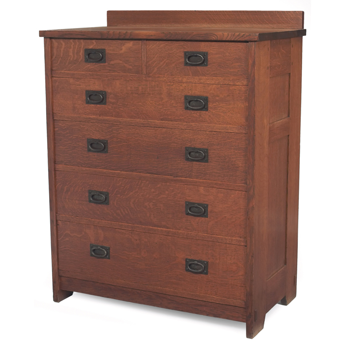 Appraisal: Gustav Stickley chest of drawers two half drawers above four