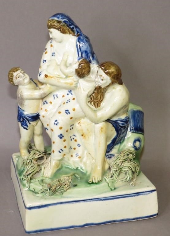 Appraisal: CREAMWARE PRATTWARE FIGURINE - ROMAN CHARITYca Roman Charity Cimon in