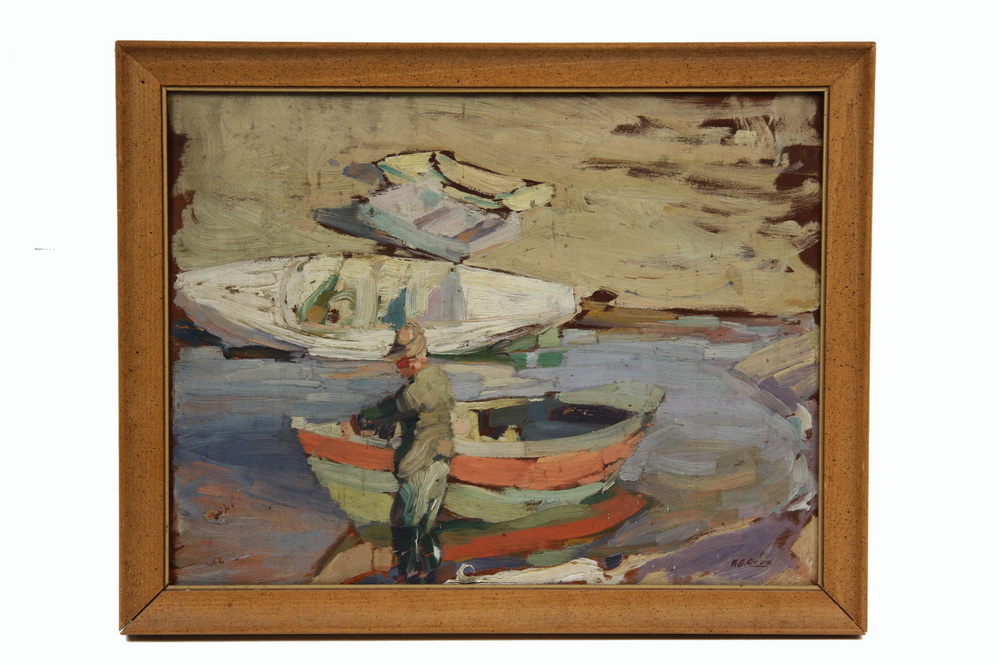 Appraisal: ALLEN GILBERT CRAM CA MA DC - Man with Boats