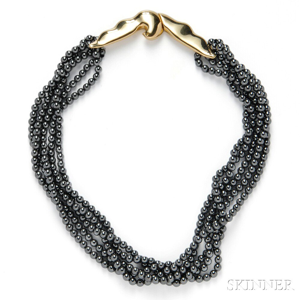 Appraisal: kt Gold and Hematite Bead Necklace Paloma Picasso Tiffany Co