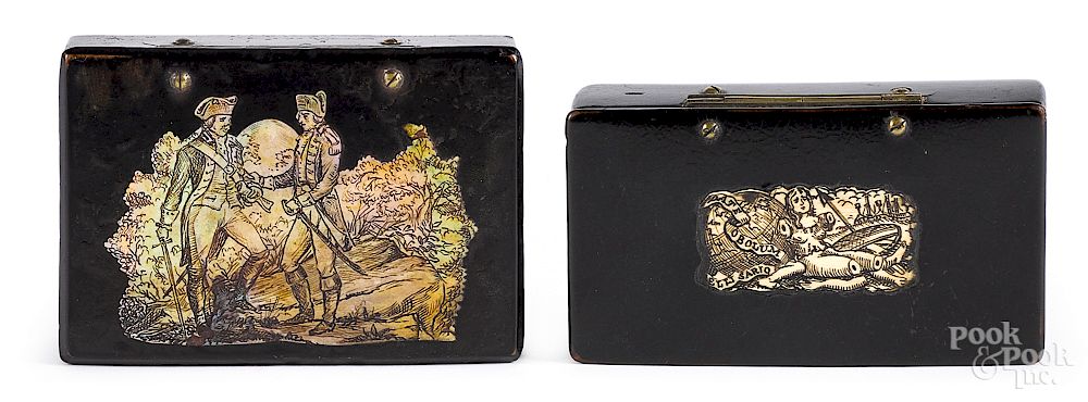 Appraisal: Black lacquer boxes of Revolutionary War interest Two black lacquer