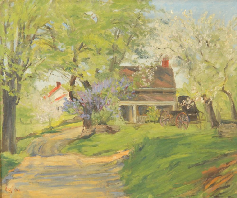 Appraisal: ALICE JUDSONAmerican - Country home in the Spring Signed lower