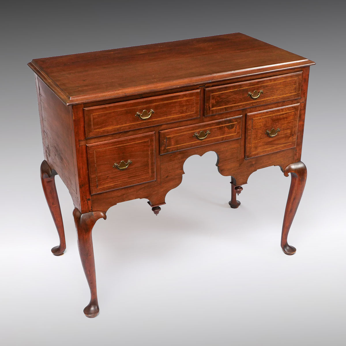 Appraisal: QUEEN ANNE LOWBOY Queen Anne lowboy having - banded drawers