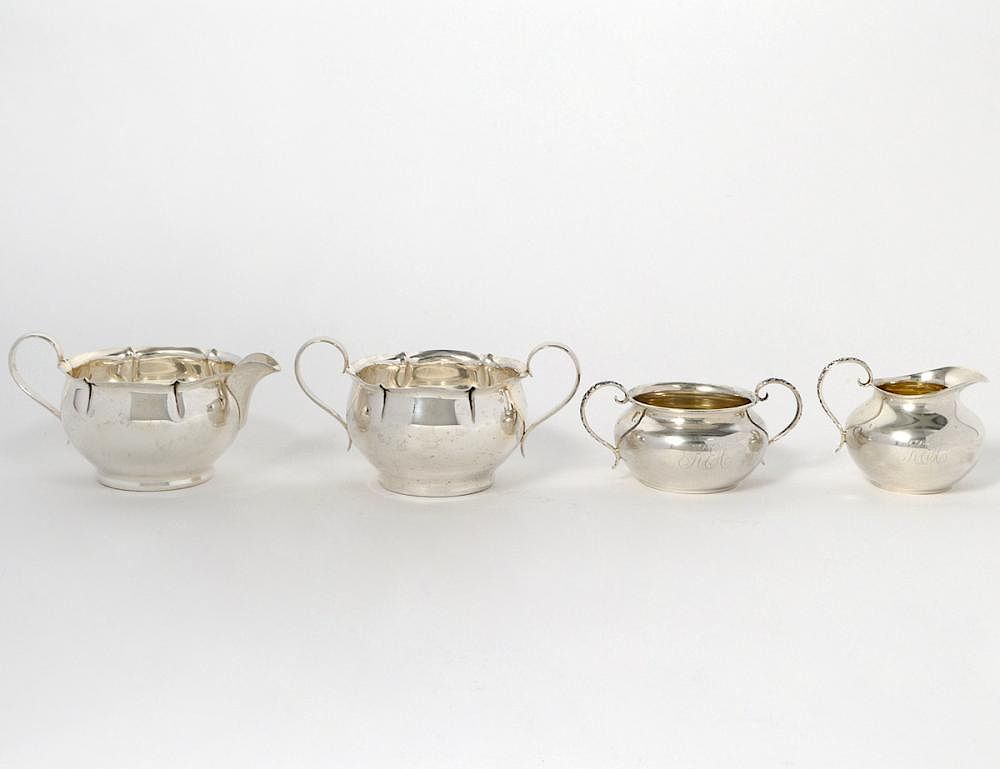 Appraisal: TWO PAIRS OF STERLING SILVER CREAM AND SUGAR American th