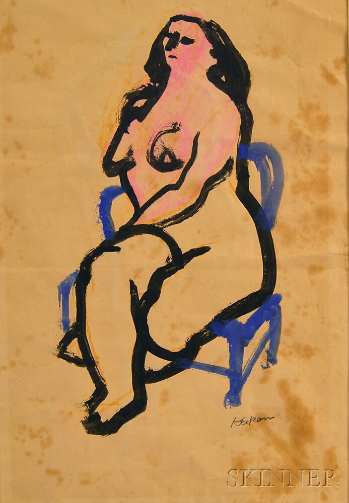 Appraisal: Earl Cavis Kerkam American - Portrait of a Seated Nude