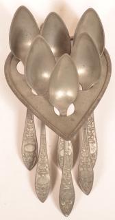 Appraisal: Pewter Spoon Holder and Six Spoons English th Century Pewter