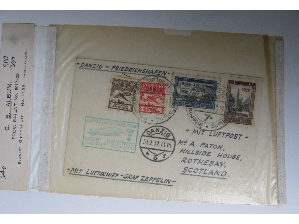 Appraisal: Danzig Graf Zeppelin postal mark two posted to Scotland another