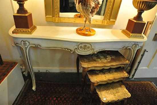 Appraisal: A GILT AND WHITE PAINTED LOUIS XV STYLE CONSOLE TABLE