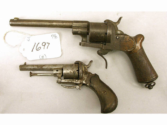 Appraisal: Pair of Belgium pin fire civil war era revolvers Estimate