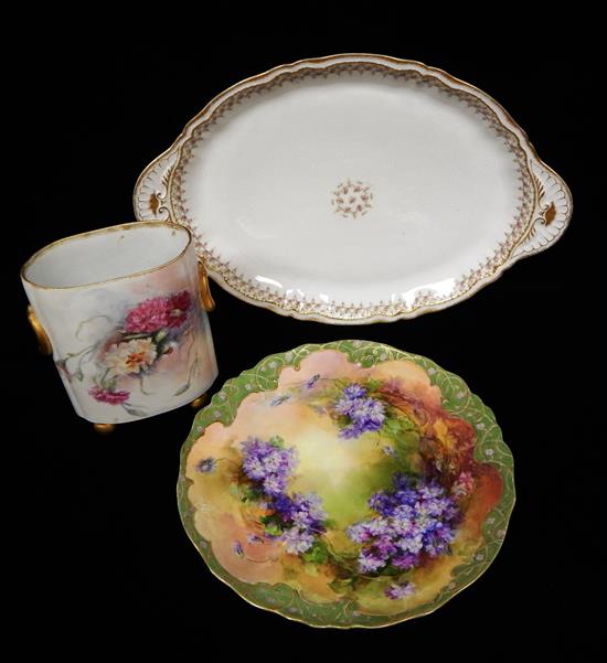 Appraisal: Three pieces of Limoges porcelain all marked on base hand