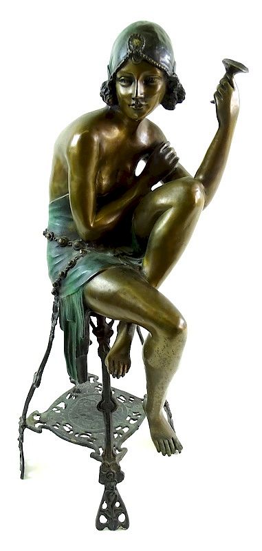 Appraisal: Art Deco Style Bronze Seated Women Sculpture Art Deco Style