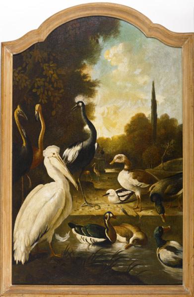 Appraisal: TH C PAINTING Untitled Birds in a Wooded Setting oil