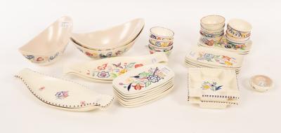 Appraisal: Poole Pottery three floral boat-shaped dishes cm wide four floral