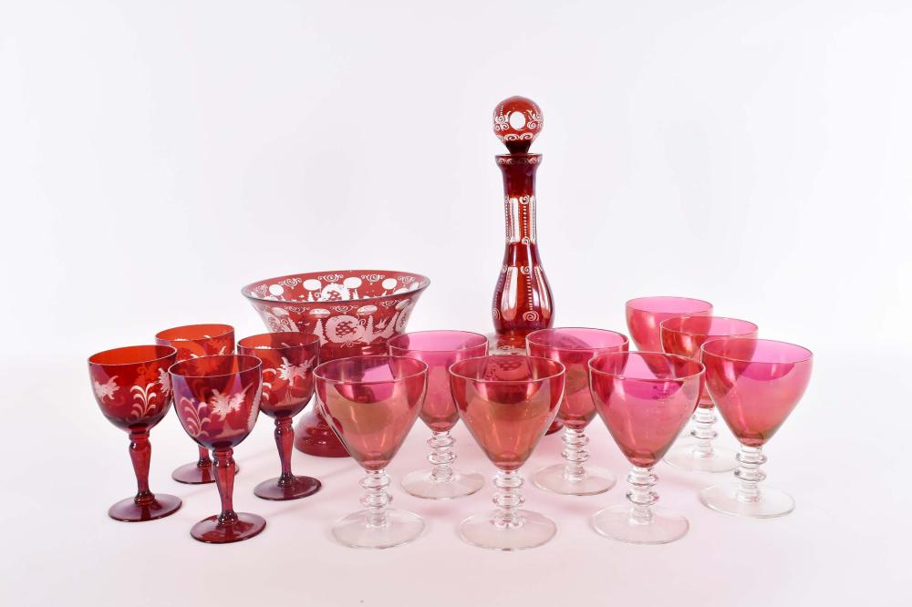 Appraisal: GROUP OF CONTINENTAL CRANBERRY GLASSThe set of eight goblets with