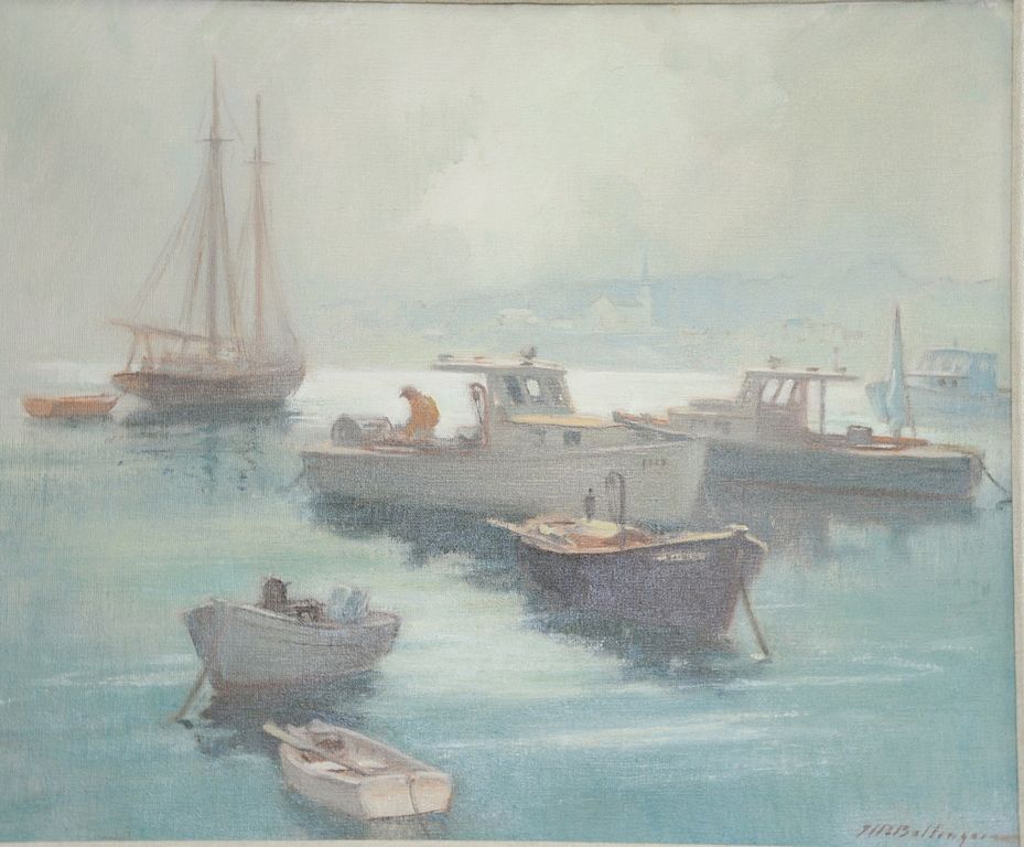 Appraisal: Harry Russell Ballinger oil on canvas lifting fog signed and