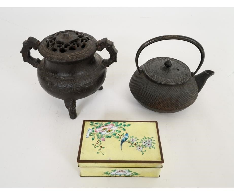 Appraisal: Asian cast iron incense burner signed together with an iron