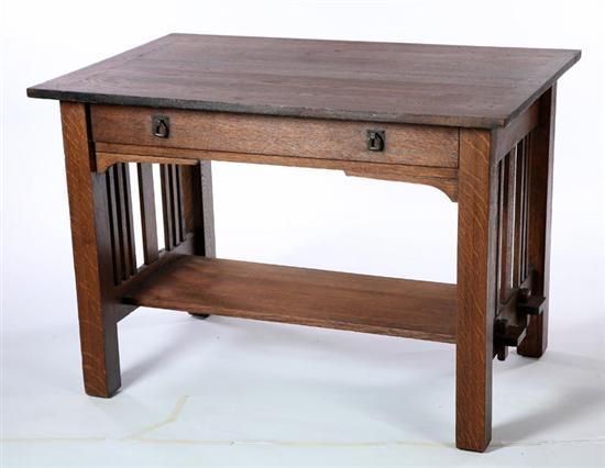 Appraisal: ARTS AND CRAFTS LIBRARY TABLE American late th-early th century