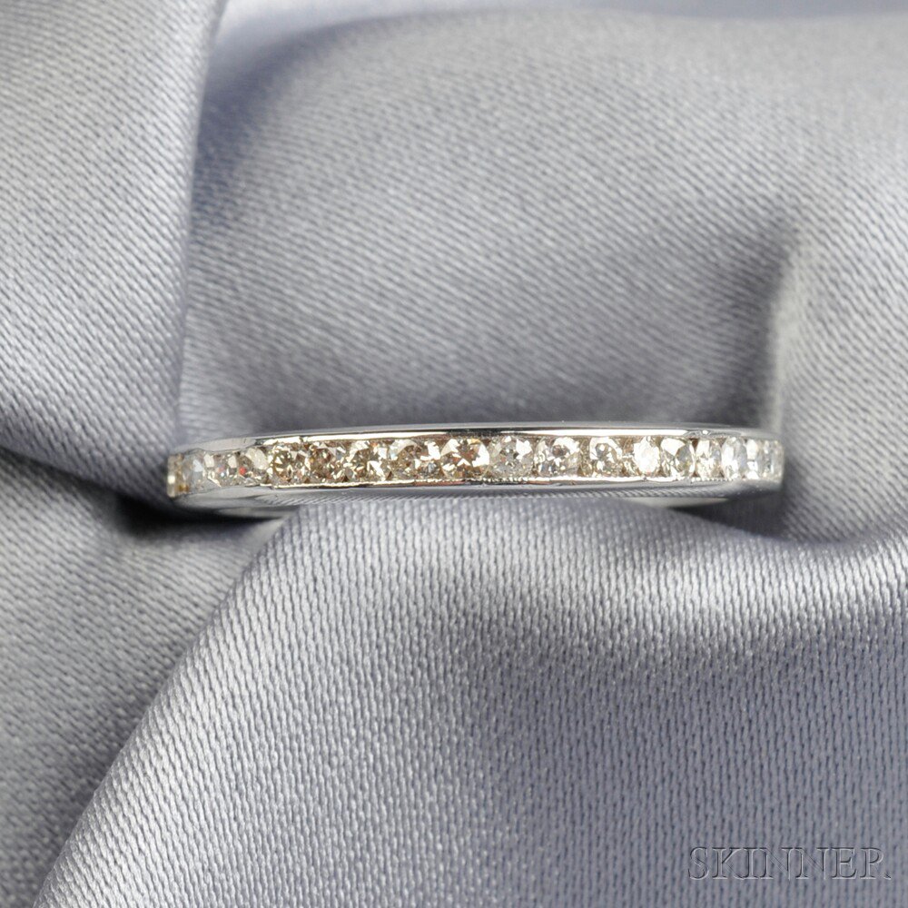 Appraisal: Platinum and Diamond Band set with full- and single-cut diamond