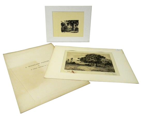 Appraisal: Two prints Robert Swain Gifford American - A Woodland Pasture