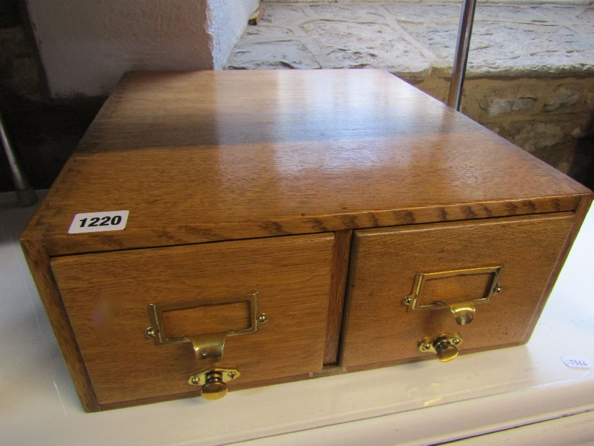 Appraisal: Two similar vintage oak card index two drawer filing drawers