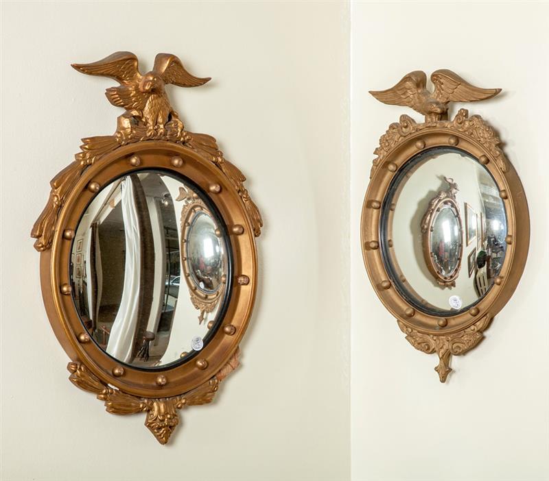 Appraisal: Two Similar Federal Style Carved and Gilt Wood Small Convex