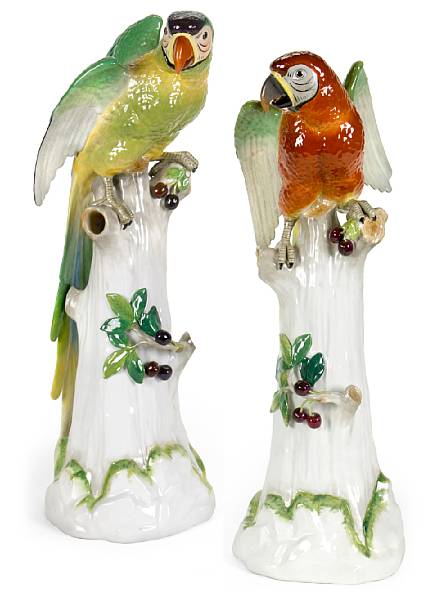 Appraisal: A pair of German porcelain macaws Carl Thieme Potschappelfirst quarter