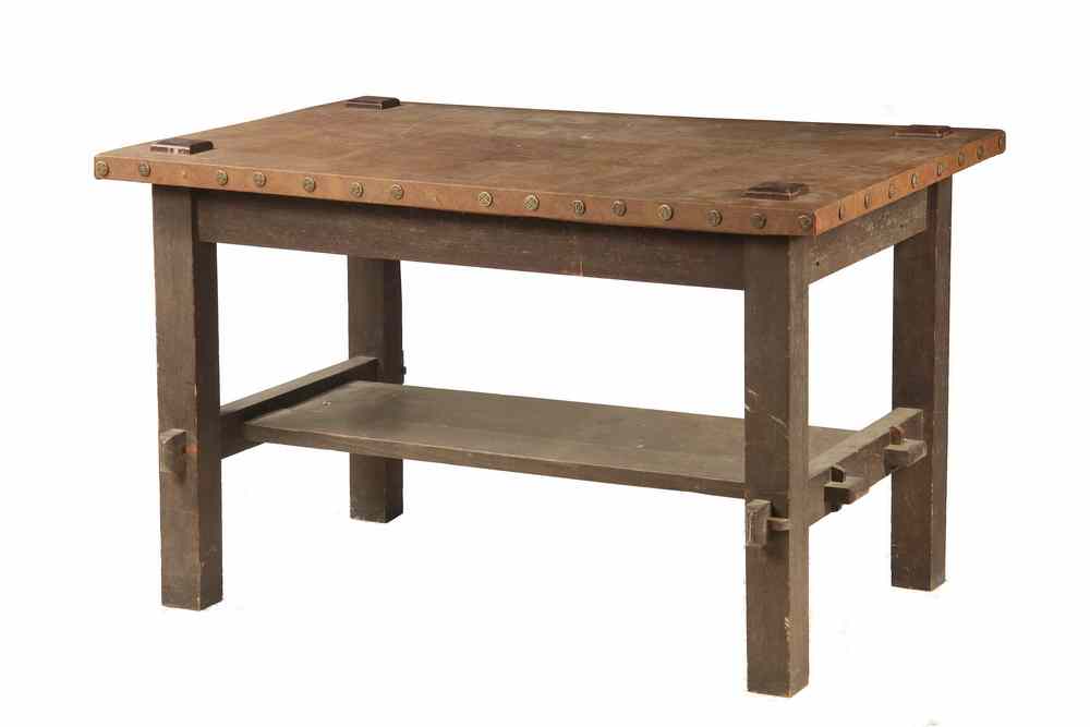 Appraisal: ARTS CRAFTS LIBRARY TABLE - s American Adirondack Arts Crafts