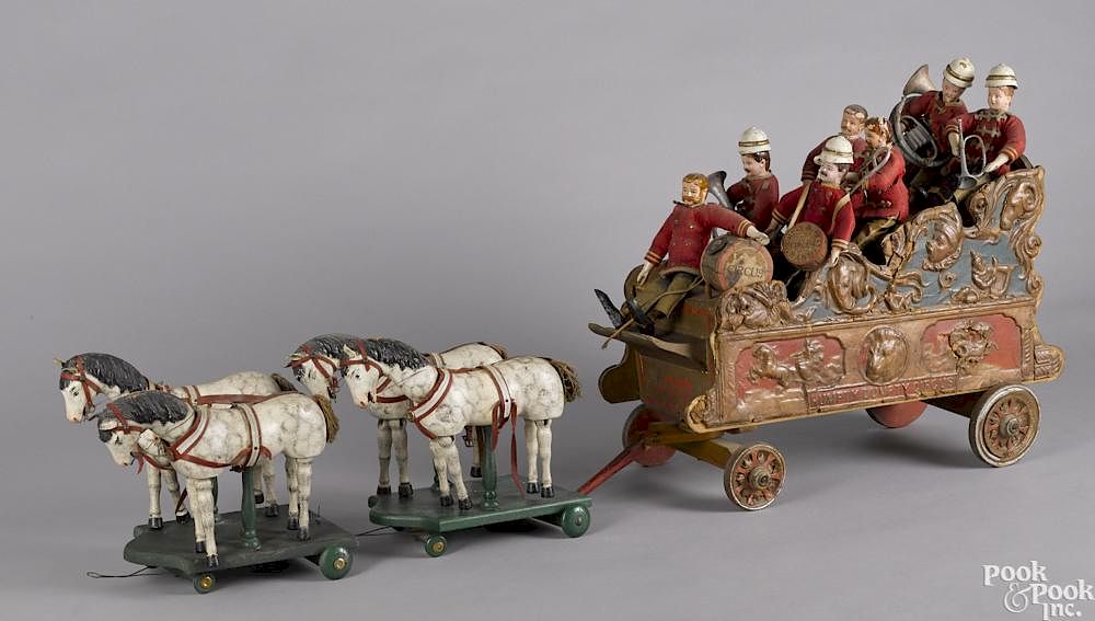 Appraisal: Schoenhut Humpty Dumpty circus parade band wagon with a team