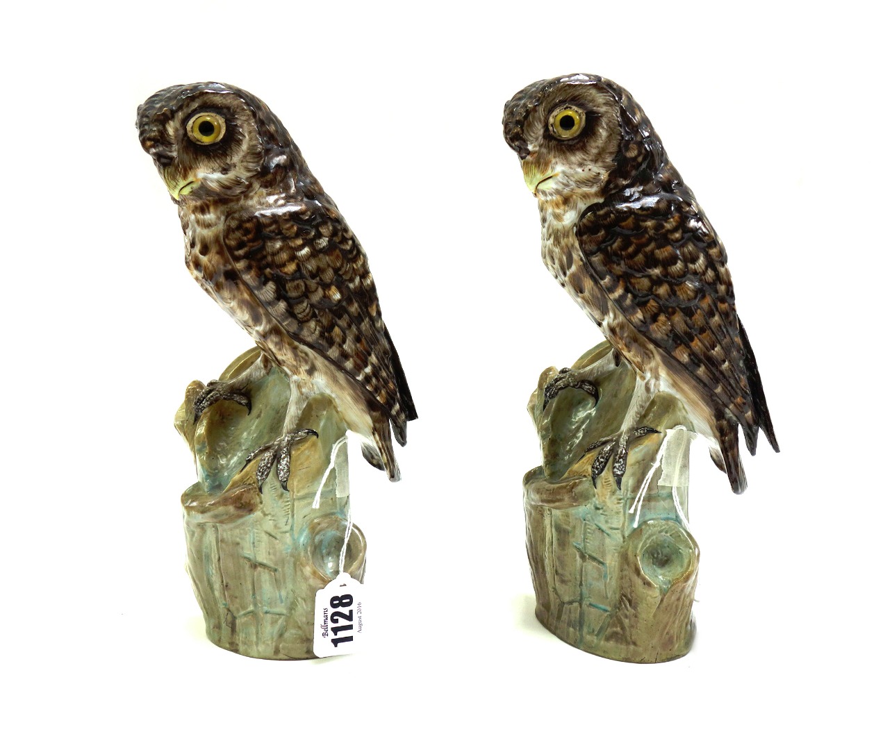 Appraisal: A pair of German porcelain models of owls early th