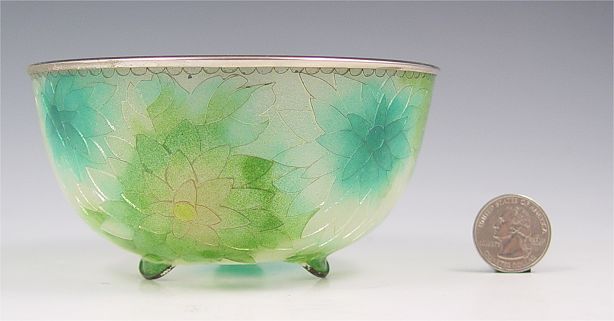 Appraisal: PLIQUE A JOUR BOWL Restful shades of green '' dia