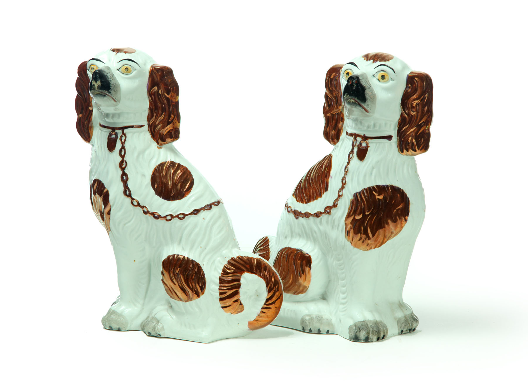 Appraisal: PAIR OF STAFFORDSHIRE DOGS England nd half- th century Seated