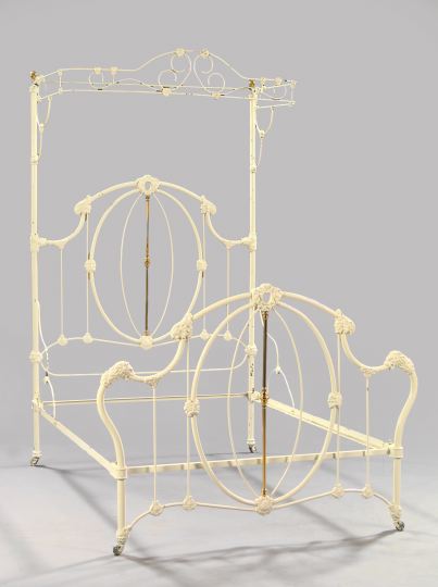 Appraisal: Rare American Late Victorian Cast-Iron and Tubular Brass Half-Tester Bedstead