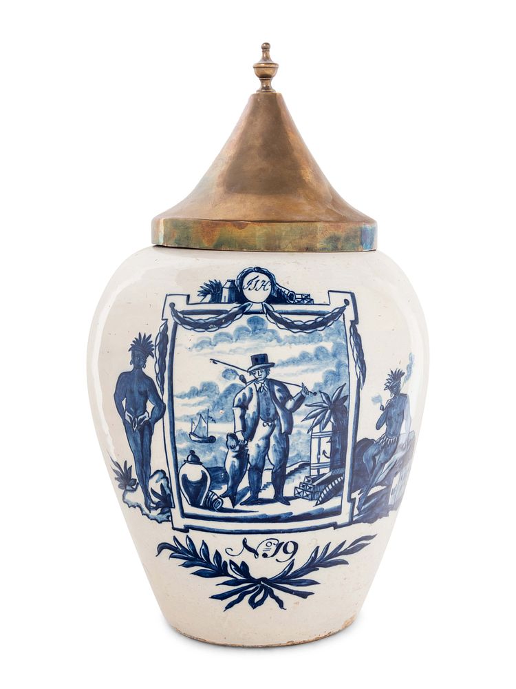 Appraisal: A Delft Blue and White Tobacco Jar A Delft Blue