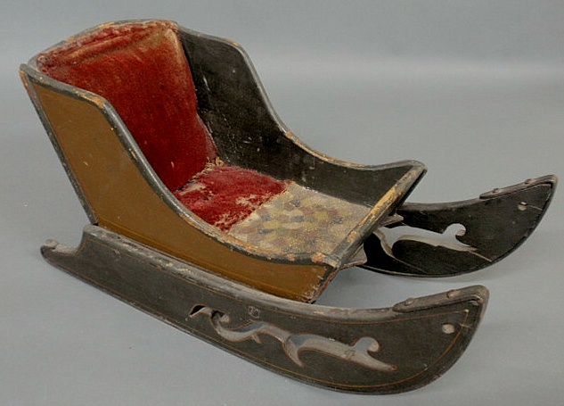 Appraisal: Victorian doll sleigh with cutout gliders and original paint and