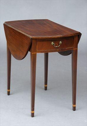 Appraisal: FEDERAL INLAID MAHOGANY PEMBROKE TABLE With bowed ends and d-shape