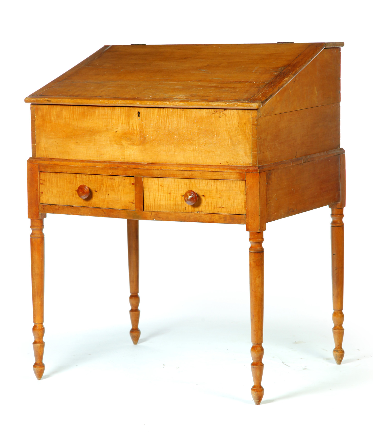 Appraisal: SHERATON SLANT-LID DESK ON FRAME American nd quarter th century