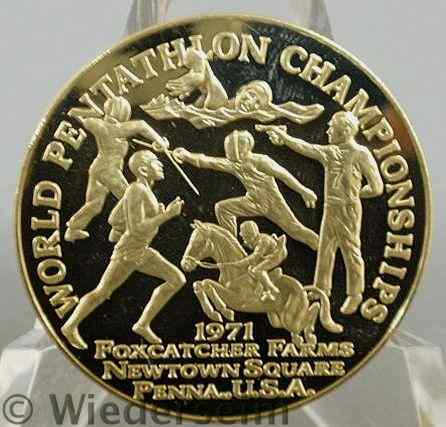 Appraisal: Franklin Mint Foxcatcher Farms k gold medallion U S Modern