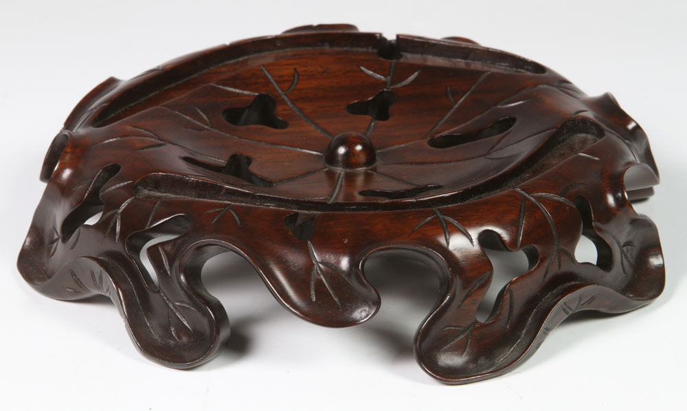 Appraisal: - th C Chinese Carved Wood Stand Boxwood stand China