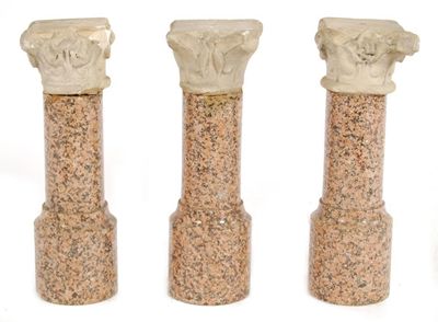 Appraisal: Three carved marble capitals each carved with foliage ivy and