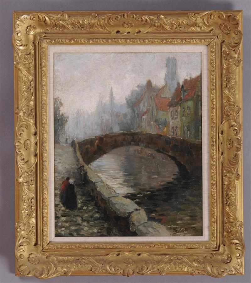 Appraisal: EDMOND FRANCOIS HEIRMAN BELGIAN - BRIDGE IN BRUSSELS Oil on