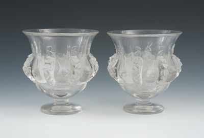 Appraisal: Pair of Lalique Crystal Dampierre Vases Molded of colorless clear