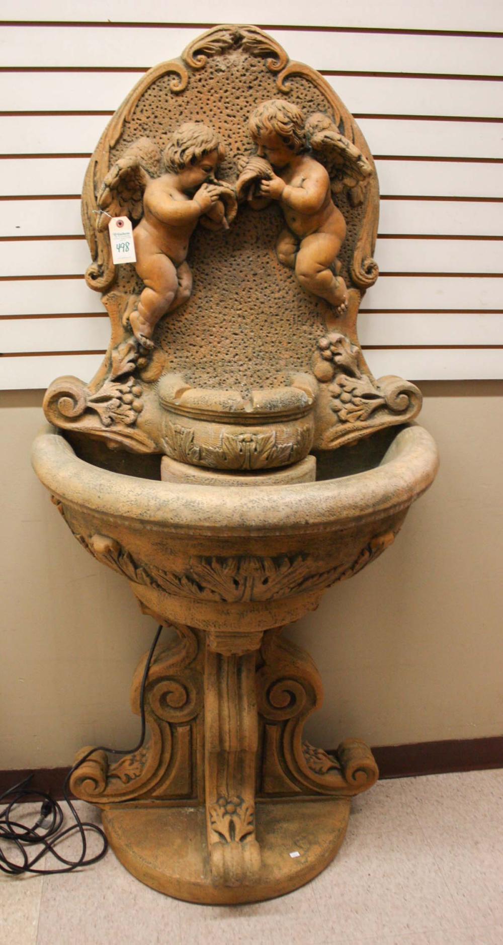 Appraisal: CLASSIC FIORE STONE CHERUB WALL FOUNTAIN model -FW Al's Garden