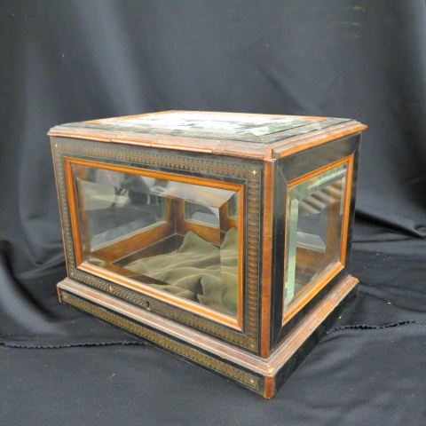 Appraisal: French Victorian Liquor Cabinet beveled glass with fancy wood trim