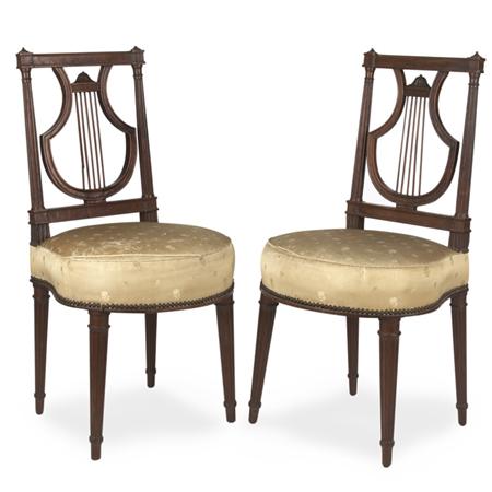 Appraisal: Pair of Louis XVI Mahogany Side Chairs Estimate -